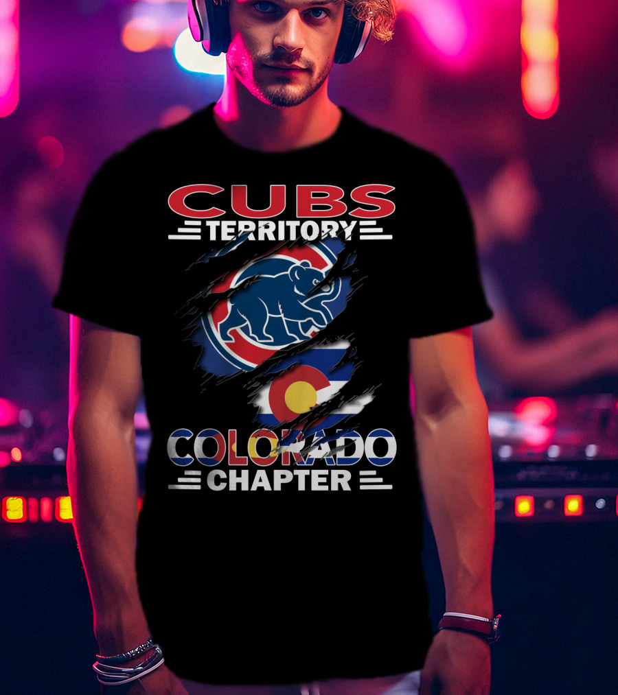 Cubs Territory Colorado Chapter Logo With Bear And Colorado Flag Elements T-Shirt