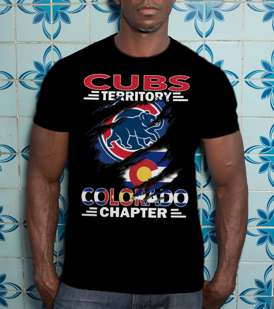 Cubs Territory Colorado Chapter Logo With Bear And Colorado Flag Elements T-Shirt