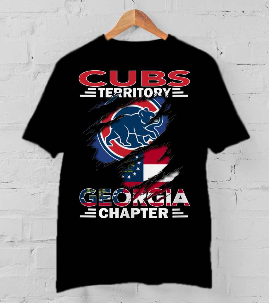 Cubs Territory Georgia Chapter Chicago Cubs Logo With Georgia Flag T-Shirt