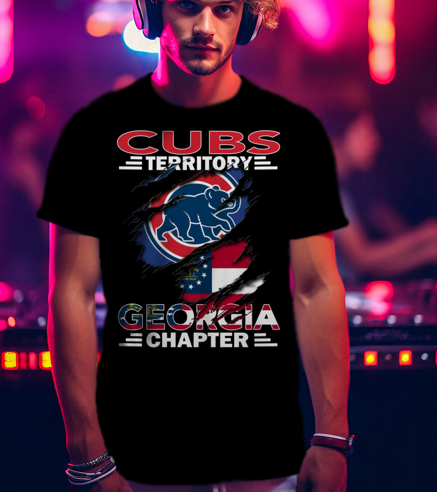 Cubs Territory Georgia Chapter Chicago Cubs Logo With Georgia Flag T-Shirt
