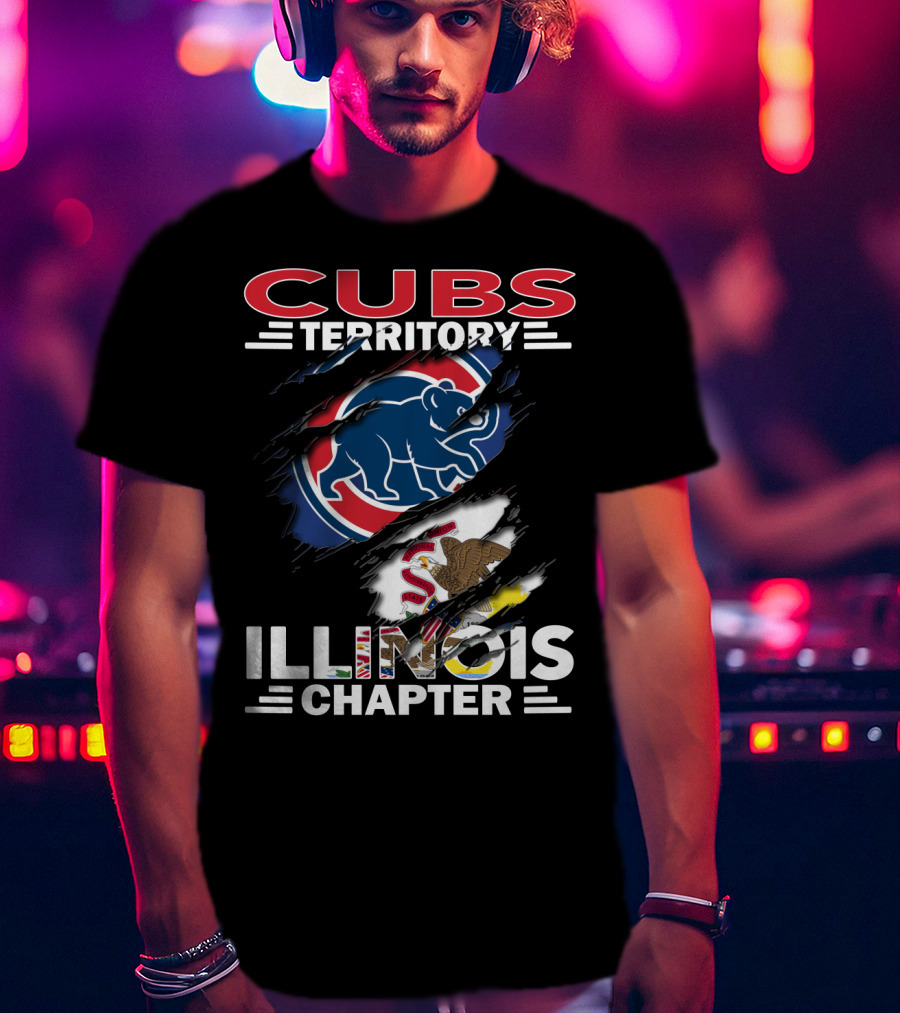 Cubs Territory Illinois Chapter With Bear And State Flag Elements T-Shirt