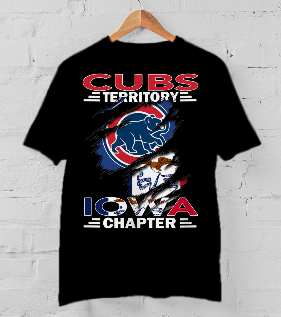 Cubs Territory Iowa Chapter Chicago Cubs Logo Illinois Flag T-Shirt