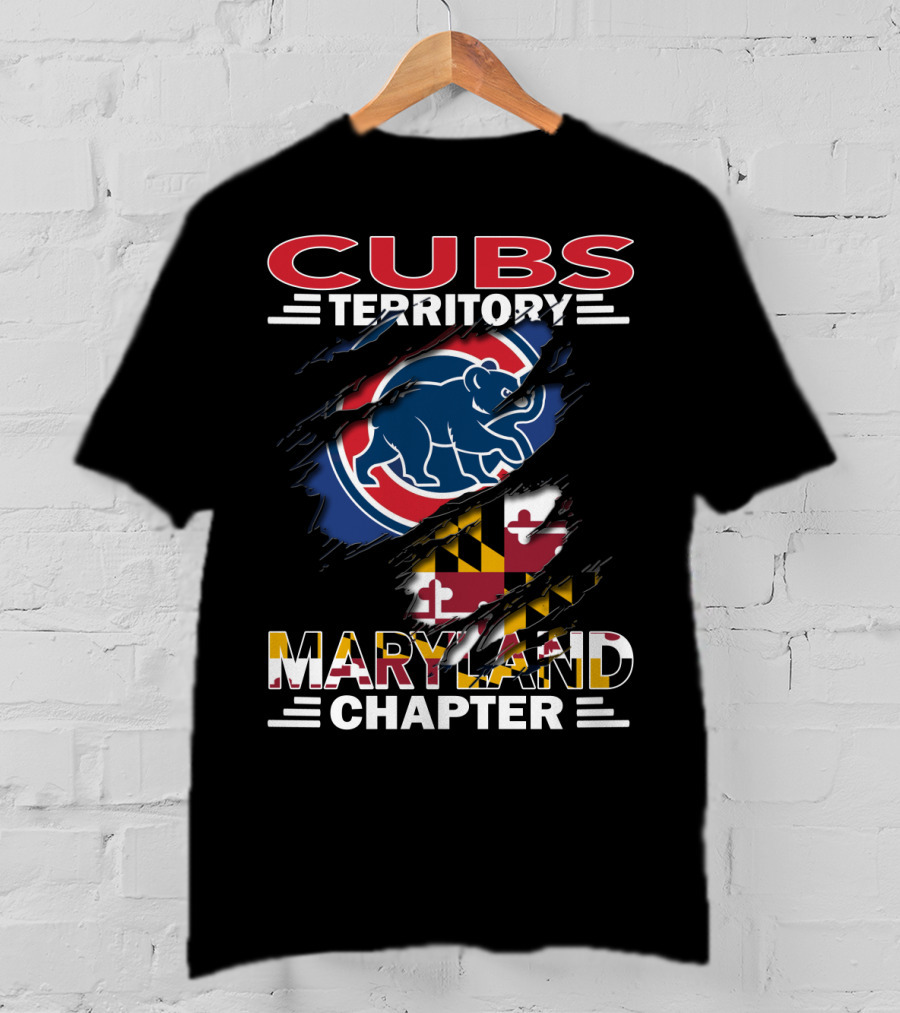 Cubs Territory Maryland Chapter Blue Bear Red Circle Maryland Flag T-Shirt