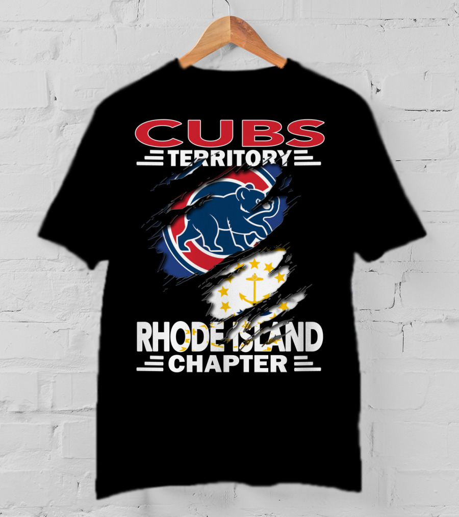 Cubs Territory Rhode Island Chapter Logo With Chicago Cubs And Rhode Island State Symbols T-Shirt