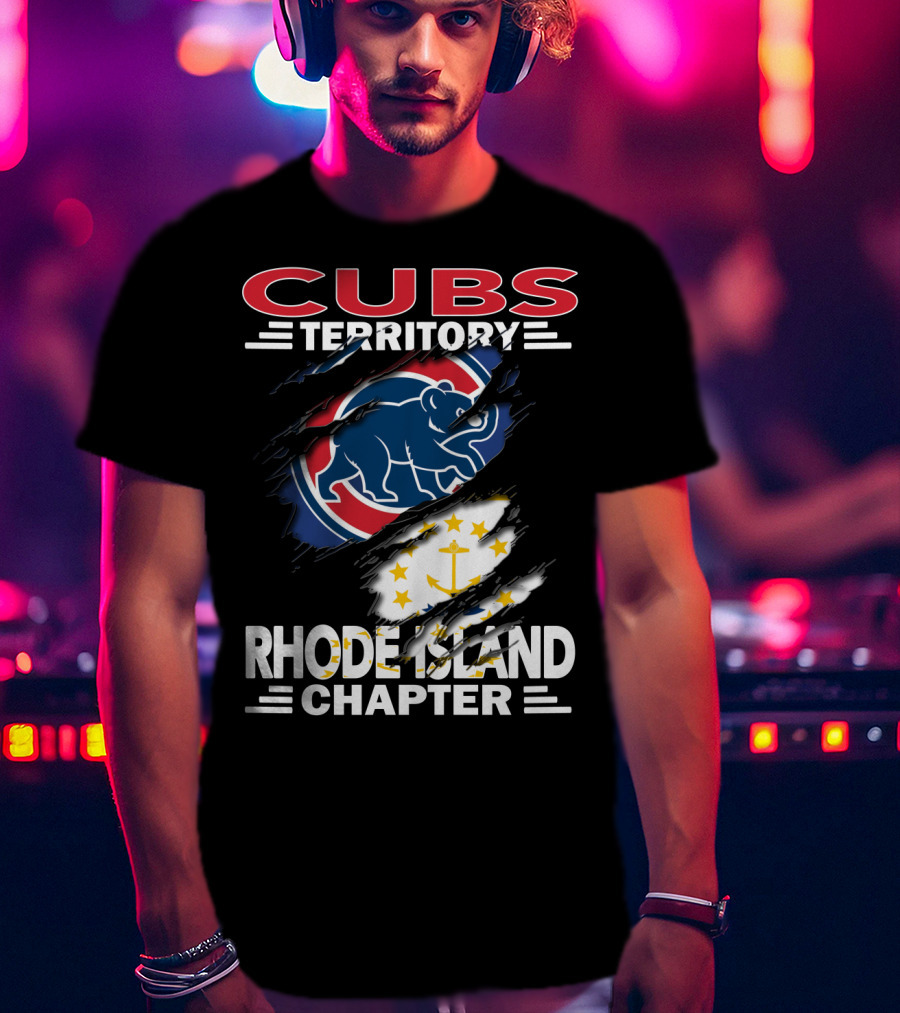 Cubs Territory Rhode Island Chapter Logo With Chicago Cubs And Rhode Island State Symbols T-Shirt