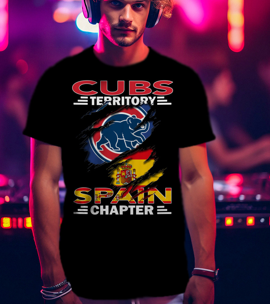Cubs Territory Spain Chapter Blue Bear Logo Spanish Flag T-Shirt