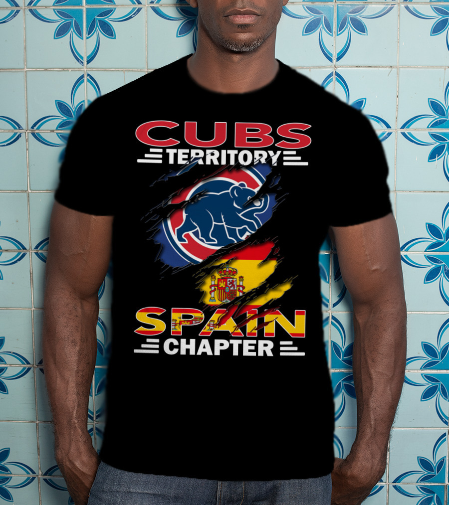 Cubs Territory Spain Chapter Blue Bear Logo Spanish Flag T-Shirt