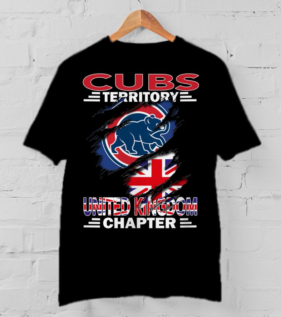 Cubs Territory United Kingdom Chapter Cubs Bear Logo With Union Jack Background T-Shirt
