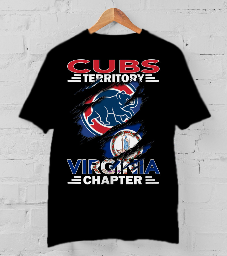 Cubs Territory Virginia Chapter Slash Design With Chicago Cubs Logo And Virginia State Emblem T-Shirt