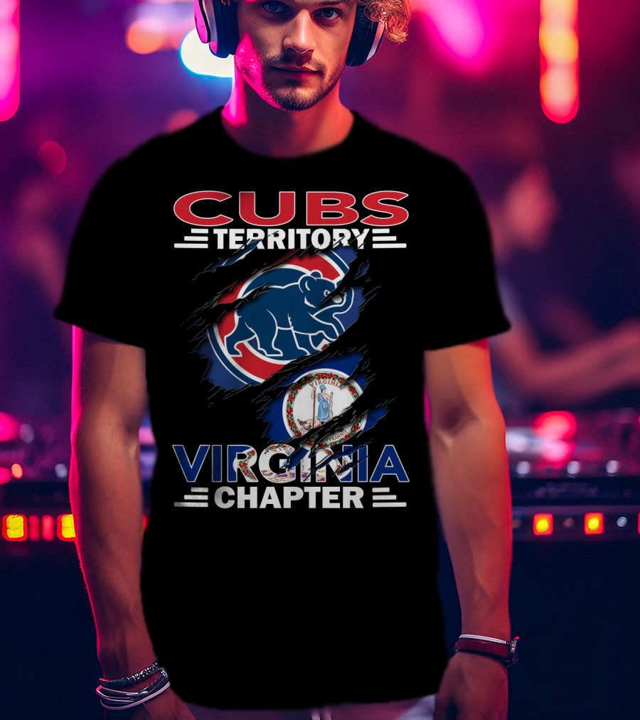 Cubs Territory Virginia Chapter Slash Design With Chicago Cubs Logo And Virginia State Emblem T-Shirt