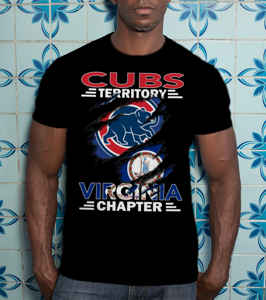 Cubs Territory Virginia Chapter Slash Design With Chicago Cubs Logo And Virginia State Emblem T-Shirt