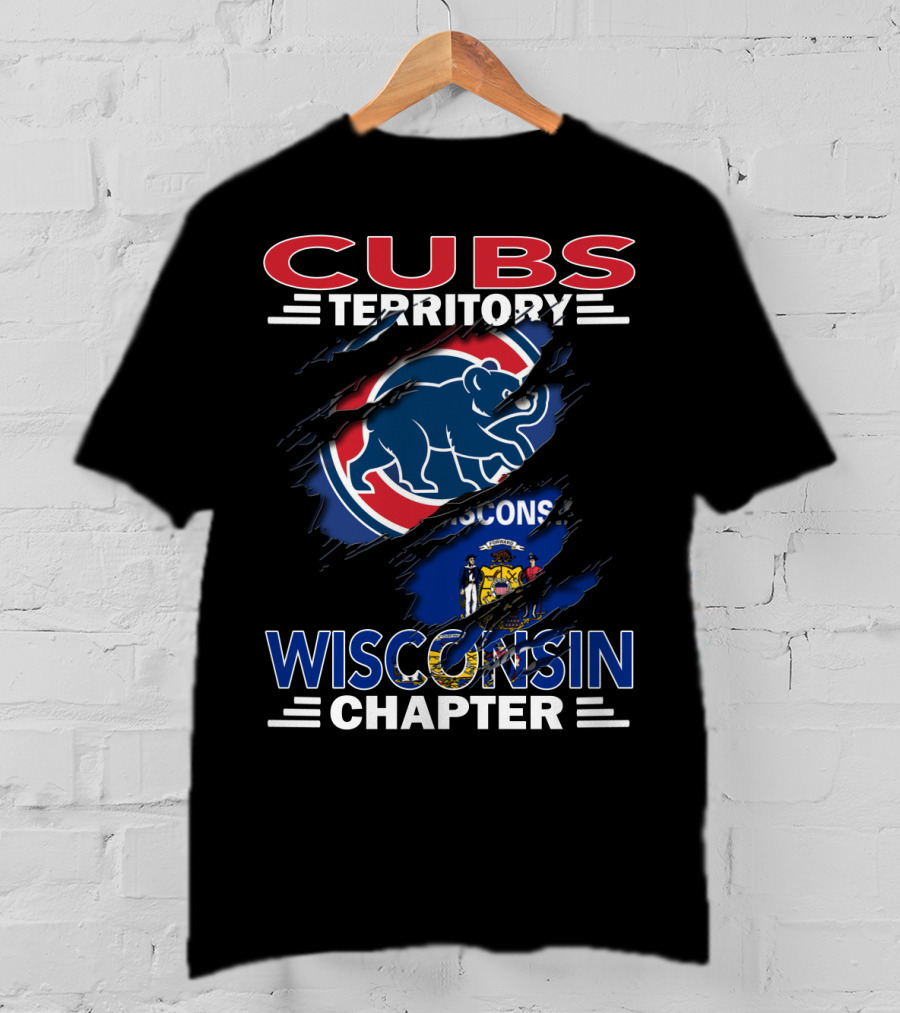 Cubs Territory Wisconsin Chapter Rip Design With Wisconsin State Flag Emblem T-Shirt