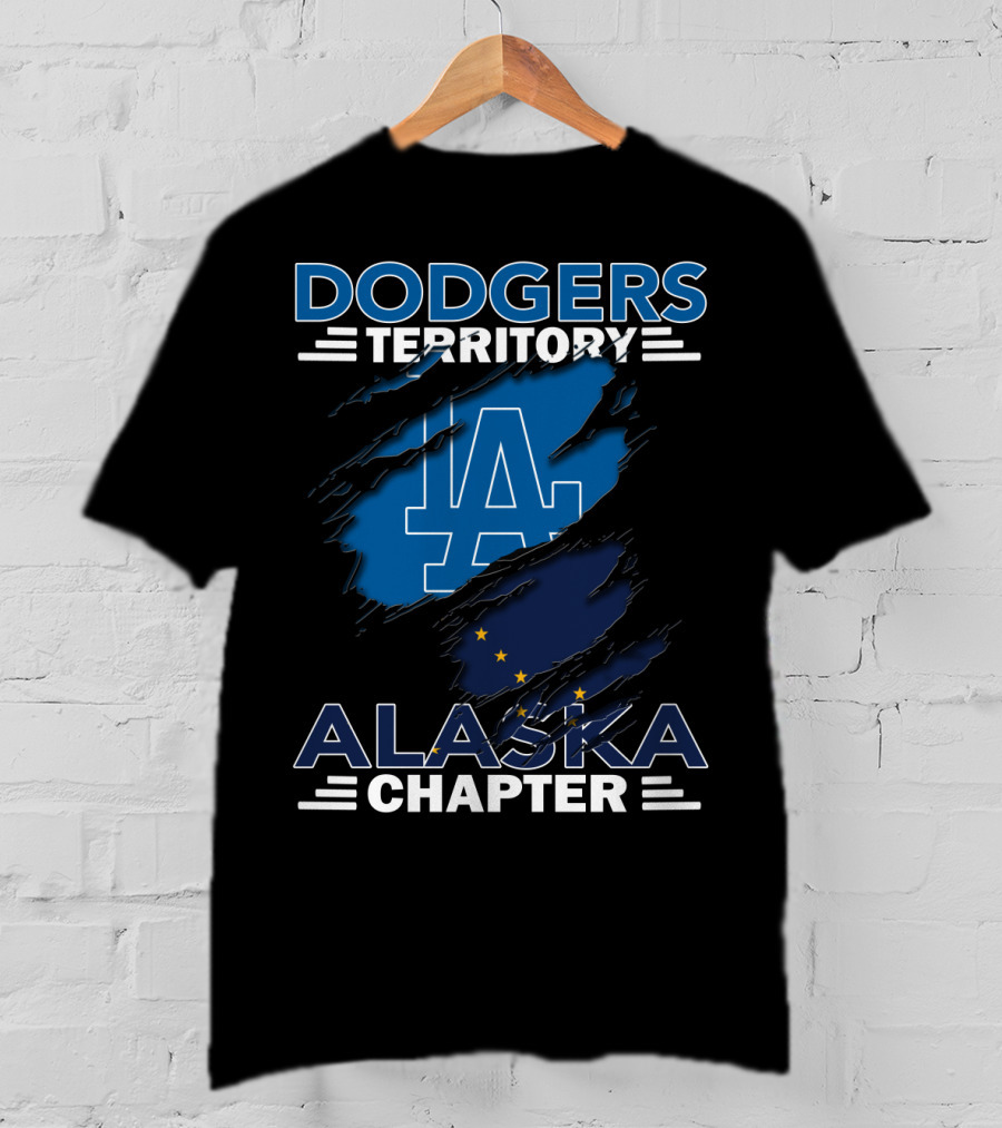 Dodgers Territory Alaska Chapter LA Logo With Alaska Flag T-Shirt
