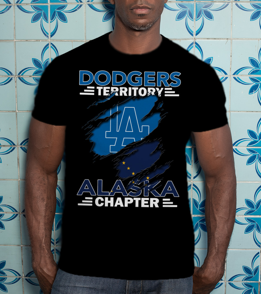 Dodgers Territory Alaska Chapter LA Logo With Alaska Flag T-Shirt