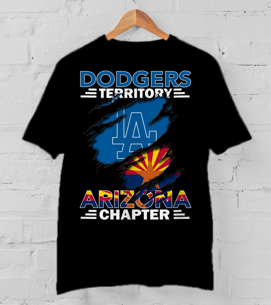 Dodgers Territory Arizona Chapter LA Logo And Arizona Flag T-Shirt