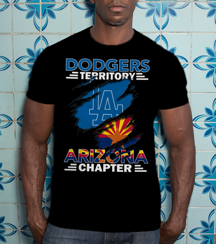 Dodgers Territory Arizona Chapter LA Logo And Arizona Flag T-Shirt