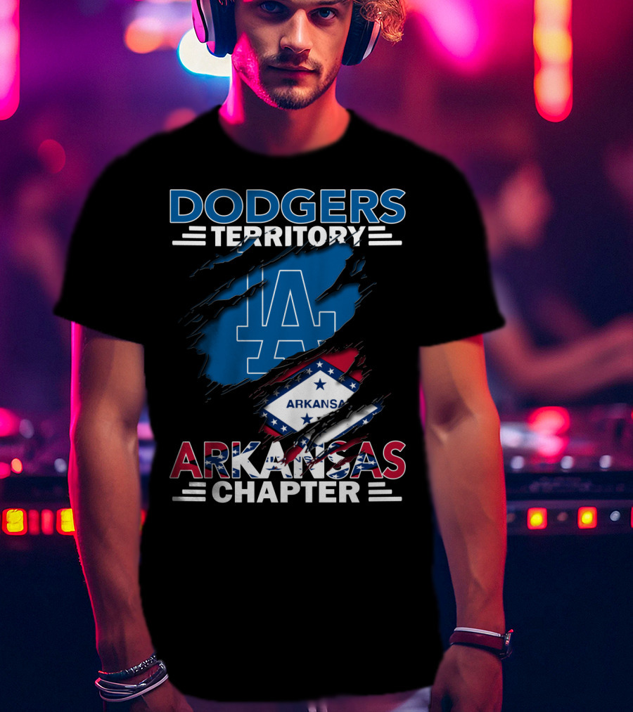 Dodgers Territory Arkansas Chapter LA Logo State Flag T-Shirt