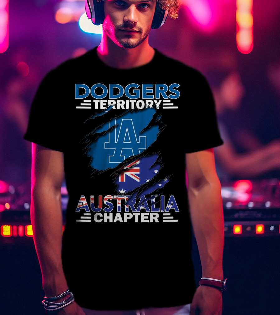 Dodgers Territory Australia Chapter LA Logo And Australian Flag Elements T-Shirt