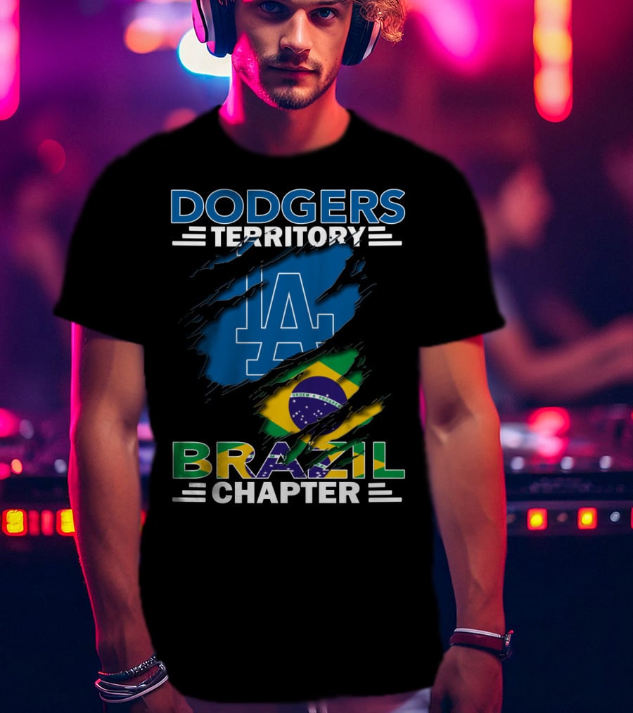 Dodgers Territory La Brazil Chapter Flag Fan T-Shirt