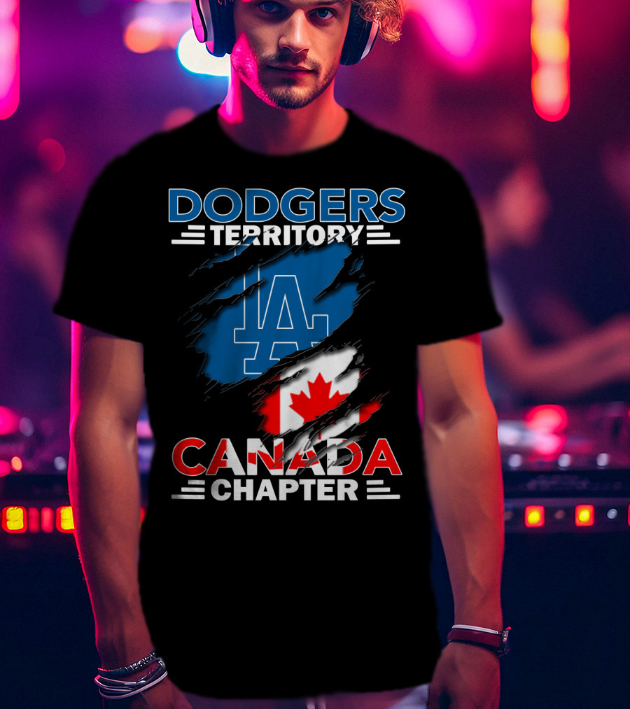 Dodgers Territory LA Logo Canada Chapter With Canadian Flag T-Shirt