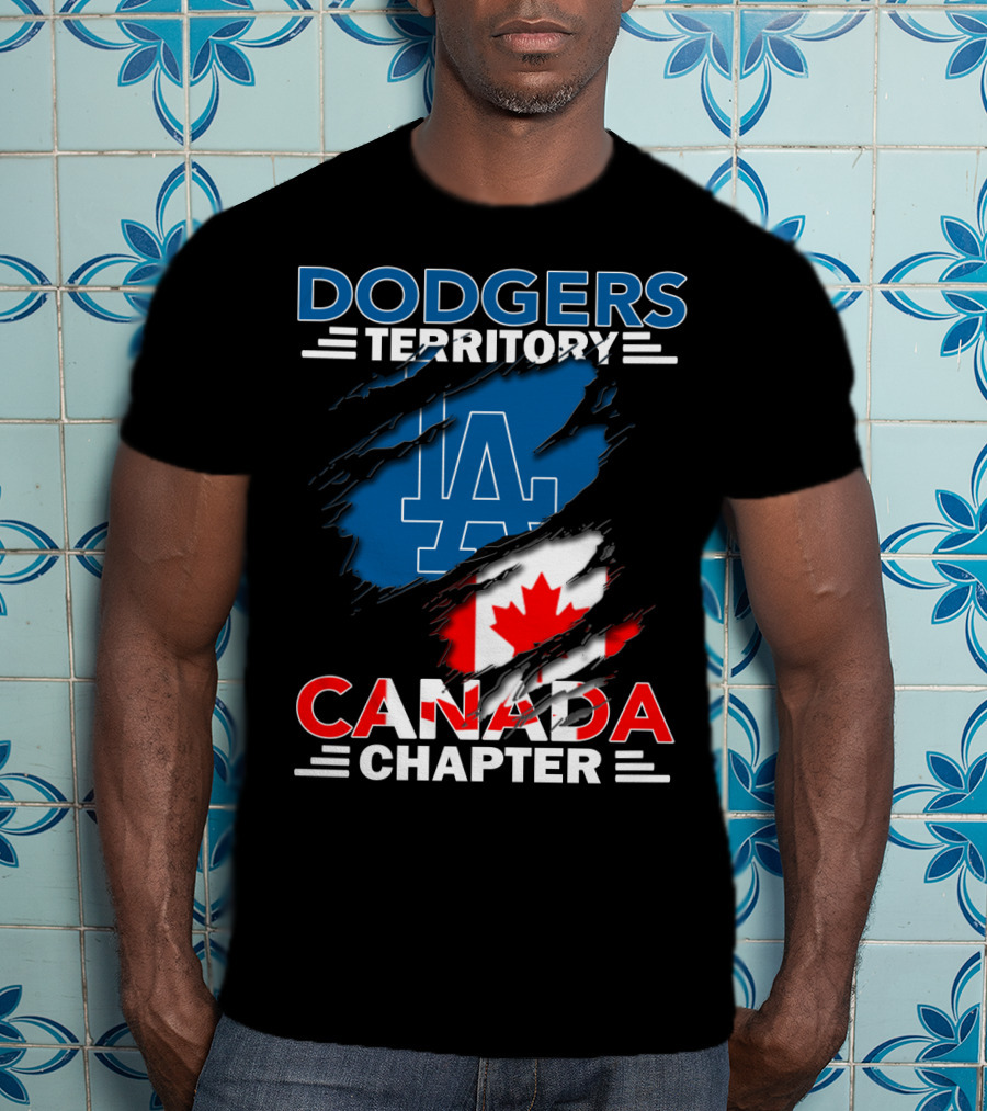 Dodgers Territory LA Logo Canada Chapter With Canadian Flag T-Shirt