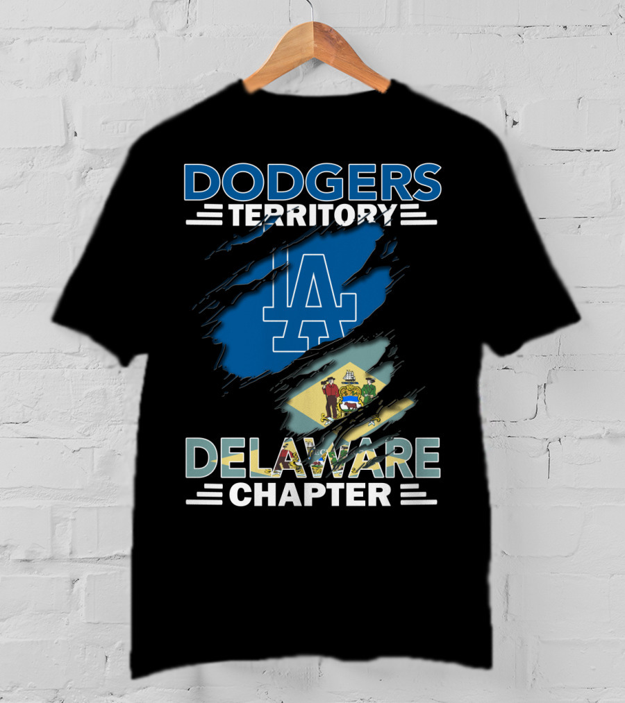 Dodgers Territory Delaware Chapter LA Dodgers Logo And Delaware State Flag T-Shirt
