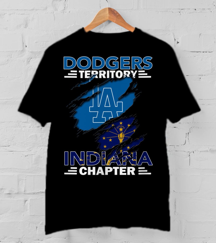 Dodgers Territory Indiana Chapter LA Logo Indiana Flag T-Shirt