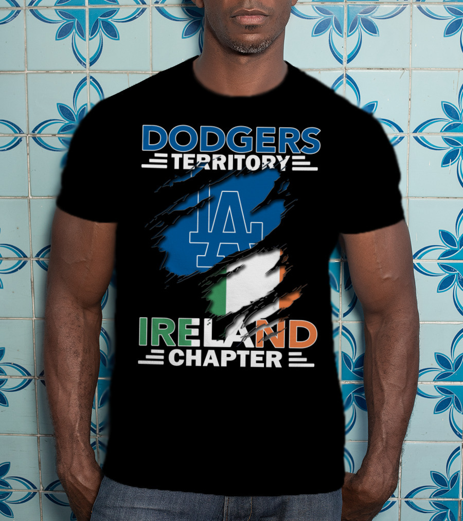Dodgers Territory LA Logo Ireland Chapter Irish Flag T-Shirt