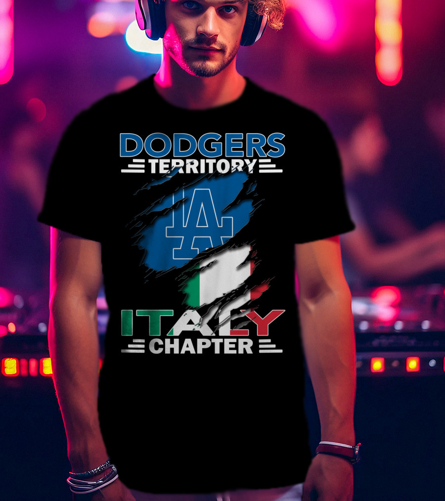 Dodgers Territory Italy Chapter LA Logo Italian Flag T-Shirt