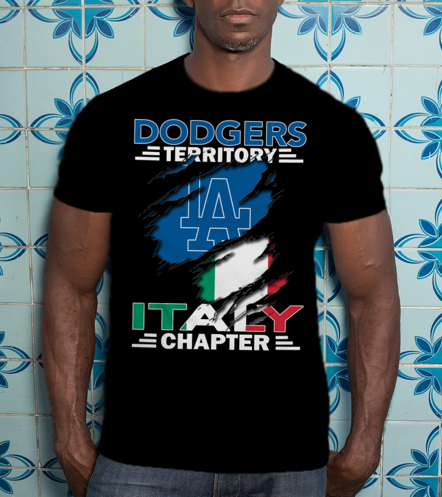 Dodgers Territory Italy Chapter LA Logo Italian Flag T-Shirt