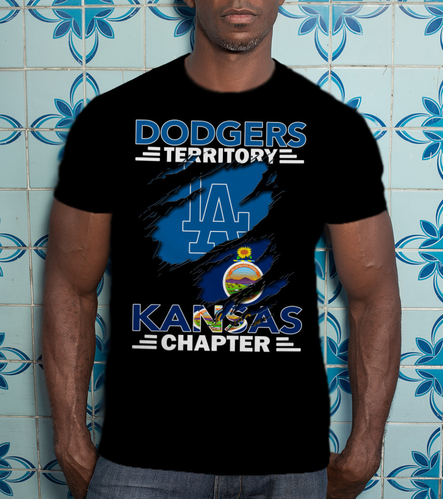 Dodgers Territory Kansas Chapter LA Logo Kansas Flag T-Shirt