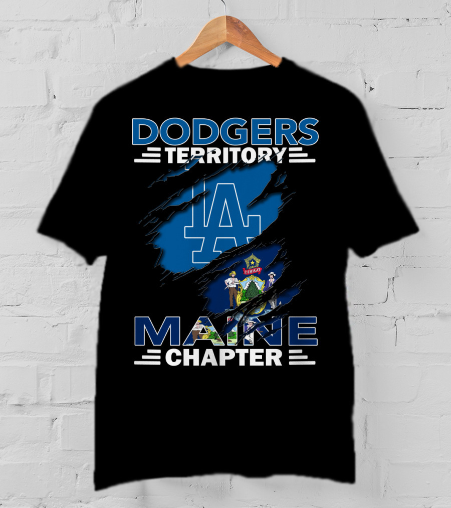 Dodgers Territory Maine Chapter LA Logo State Flag Integration T-Shirt
