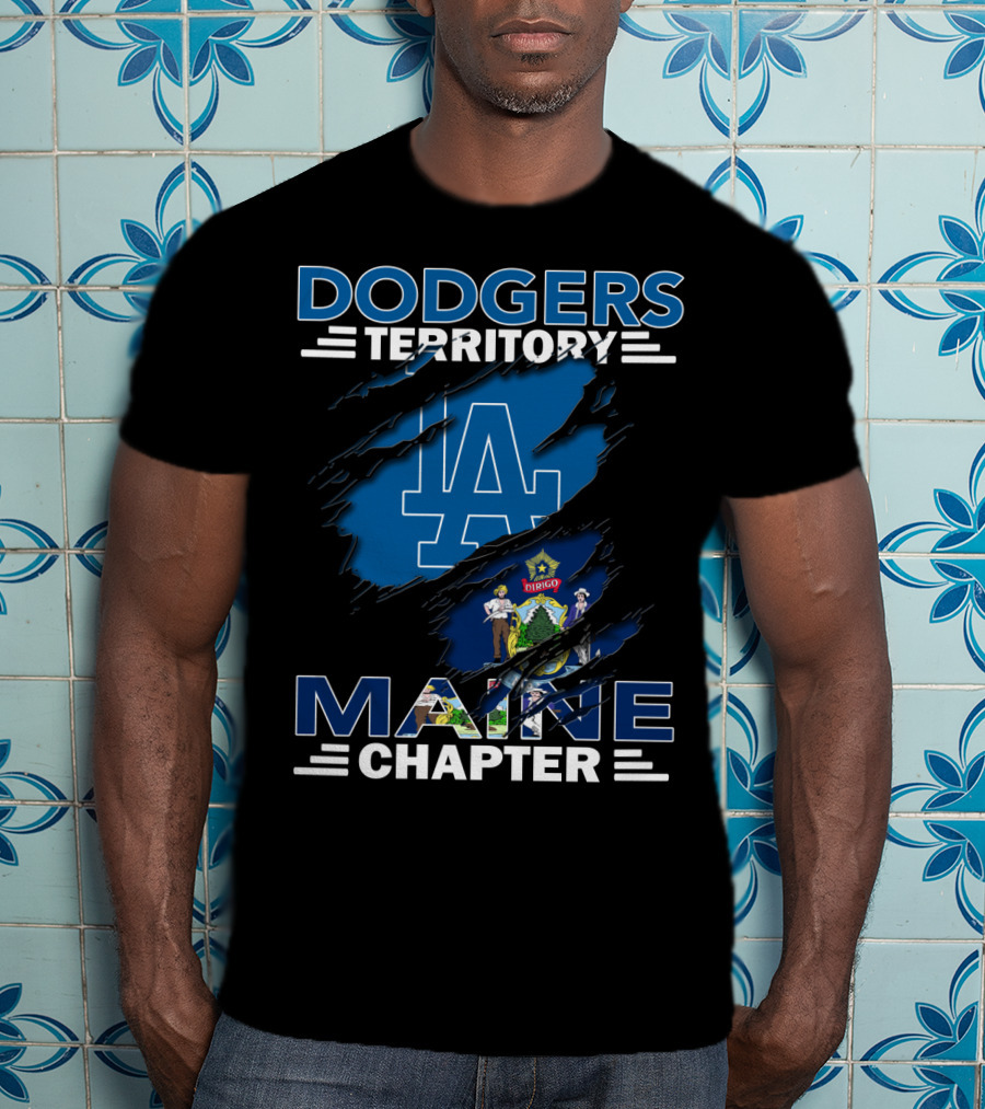 Dodgers Territory Maine Chapter LA Logo State Flag Integration T-Shirt