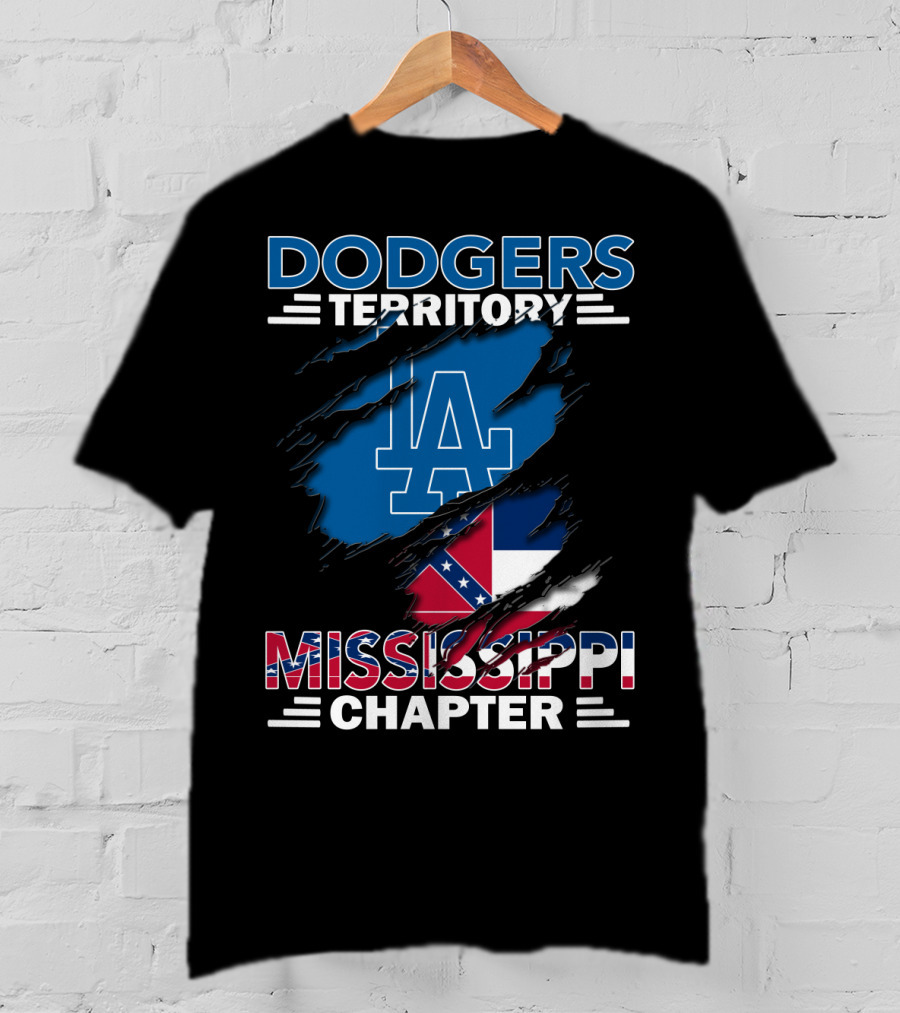 Dodgers Territory Mississippi Chapter LA Logo And Flag Elements T-Shirt