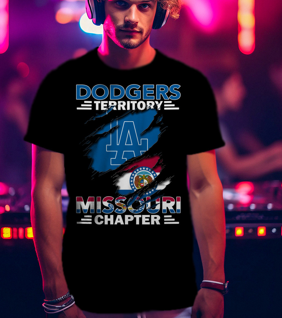 Dodgers Territory Missouri Chapter LA Logo And Missouri Flag T-Shirt