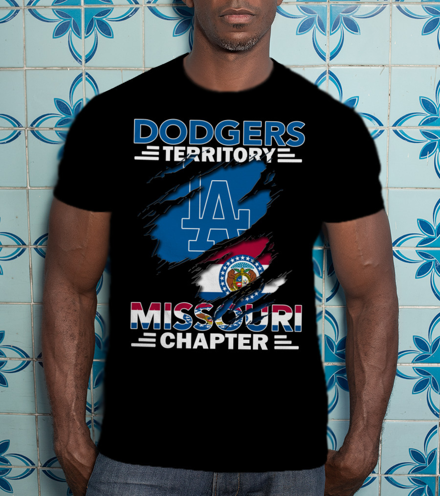 Dodgers Territory Missouri Chapter LA Logo And Missouri Flag T-Shirt