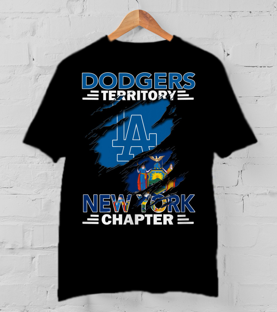 Dodgers Territory New York Chapter LA Logo New York State Flag T-Shirt