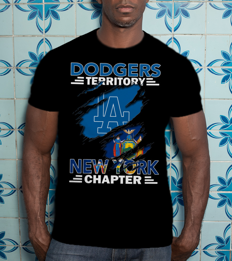 Dodgers Territory New York Chapter LA Logo New York State Flag T-Shirt
