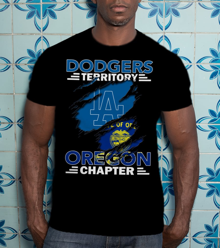 Dodgers Territory Oregon Chapter LA Logo State Flag T-Shirt