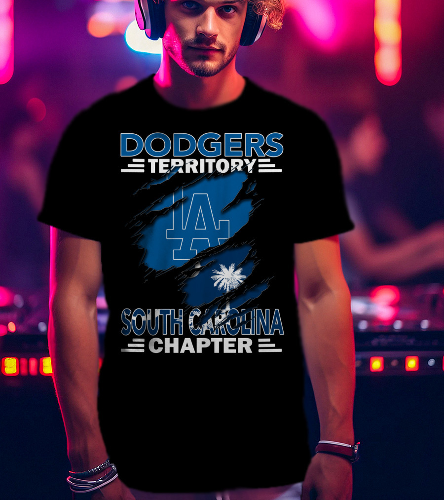 Dodgers Territory South Carolina Chapter LA Logo Palmetto Rip T-Shirt