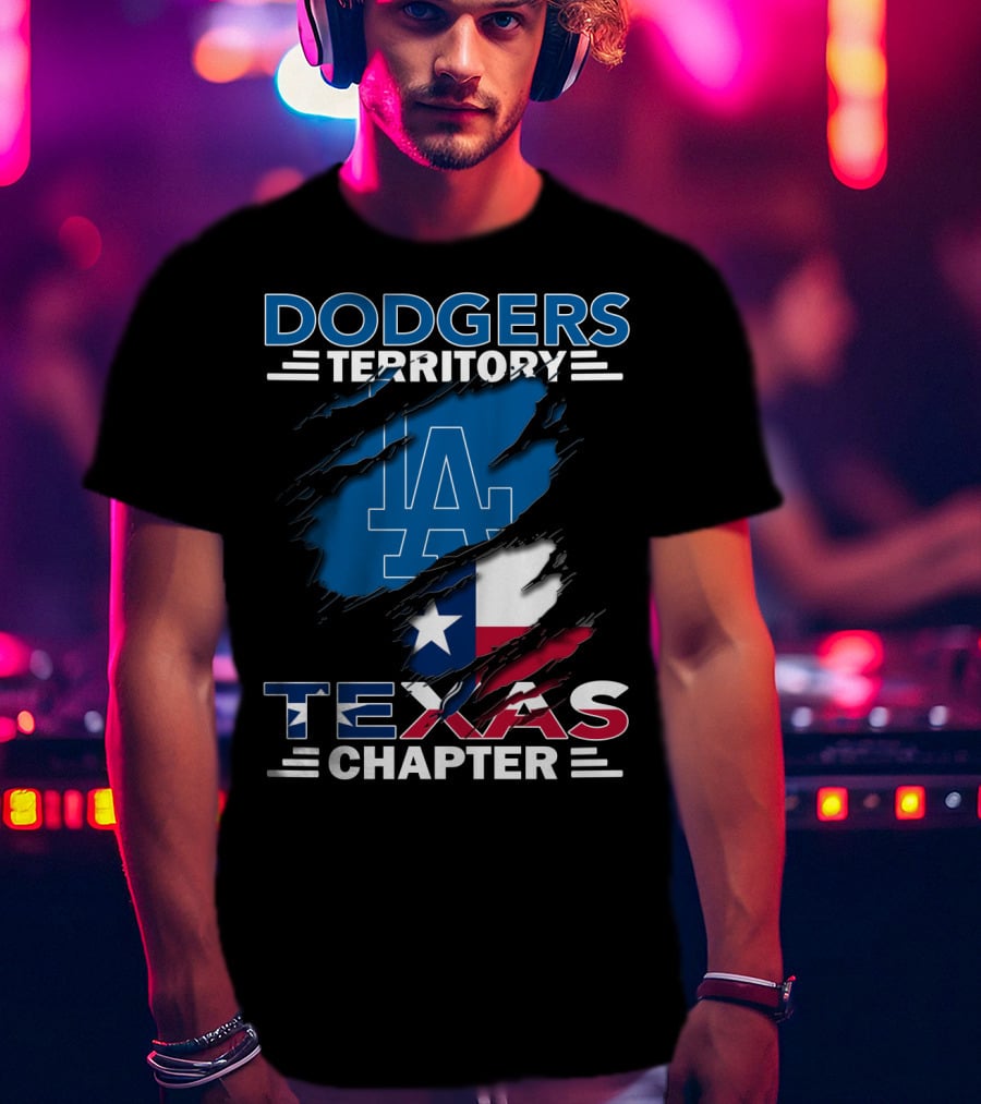 Dodgers Territory Texas Chapter LA Logo Texas Flag T-Shirt