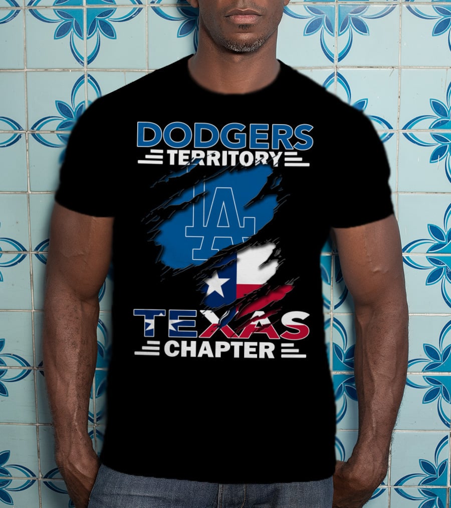 Dodgers Territory Texas Chapter LA Logo Texas Flag T-Shirt