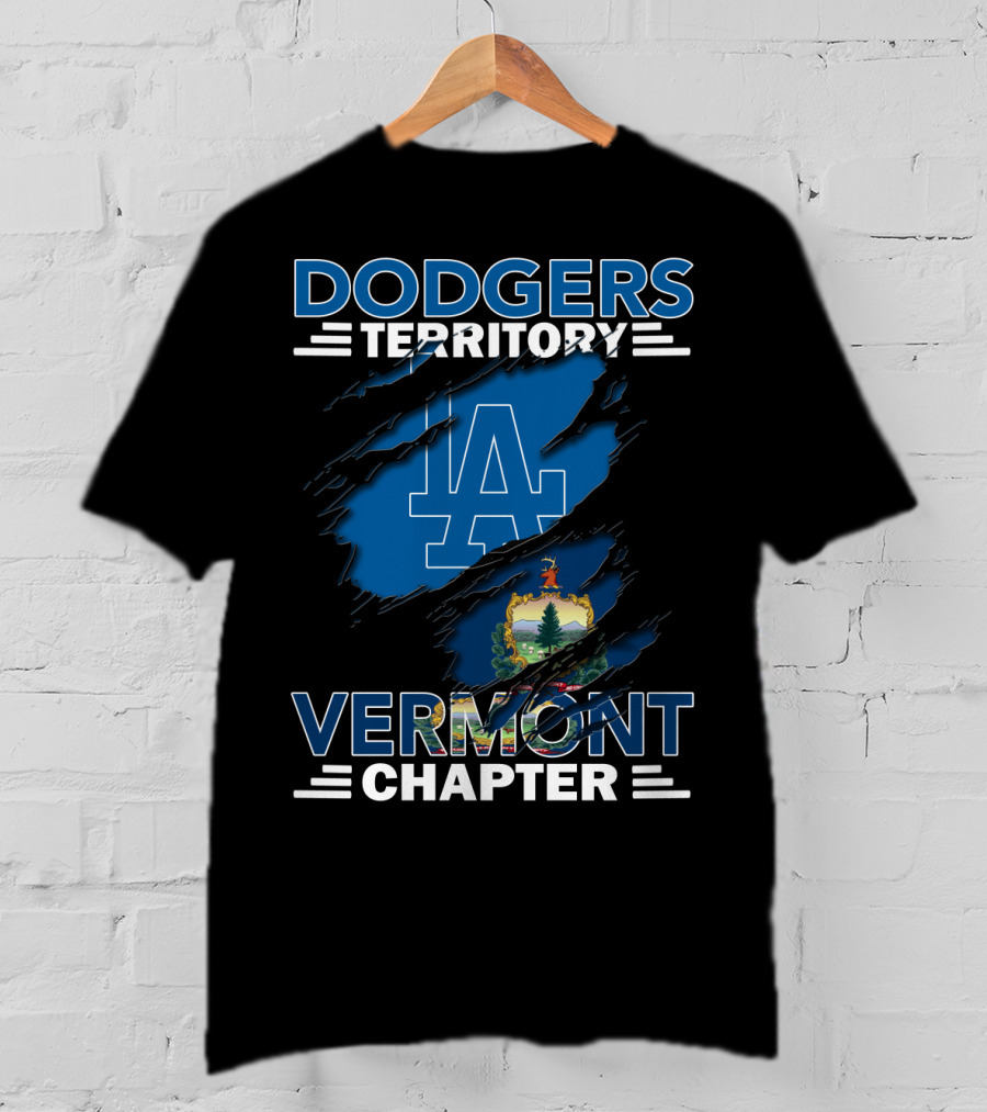 Dodgers Territory Vermont Chapter LA Logo Vermont State Emblem T-Shirt