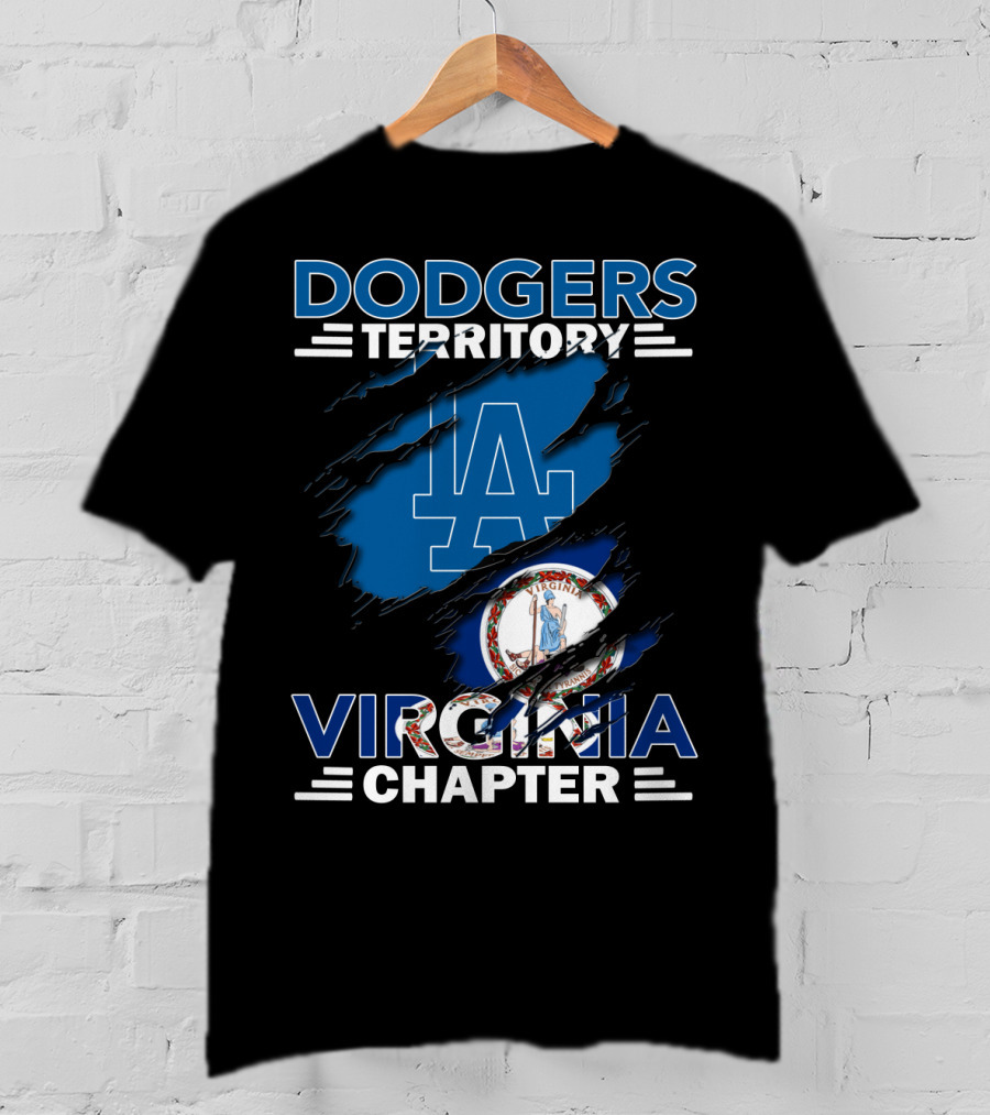 Los Angeles Dodgers LA Logo Virginia State Emblem Dodgers Territory Virginia Chapter T-Shirt