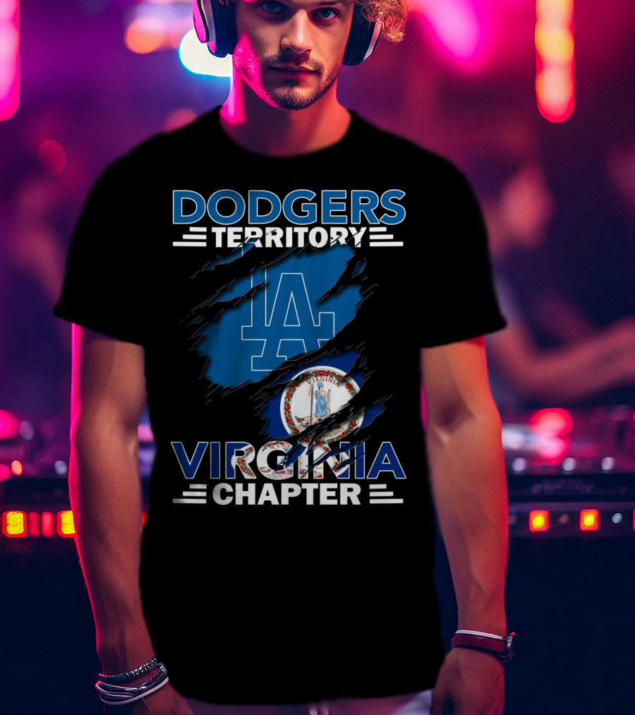 Los Angeles Dodgers LA Logo Virginia State Emblem Dodgers Territory Virginia Chapter T-Shirt