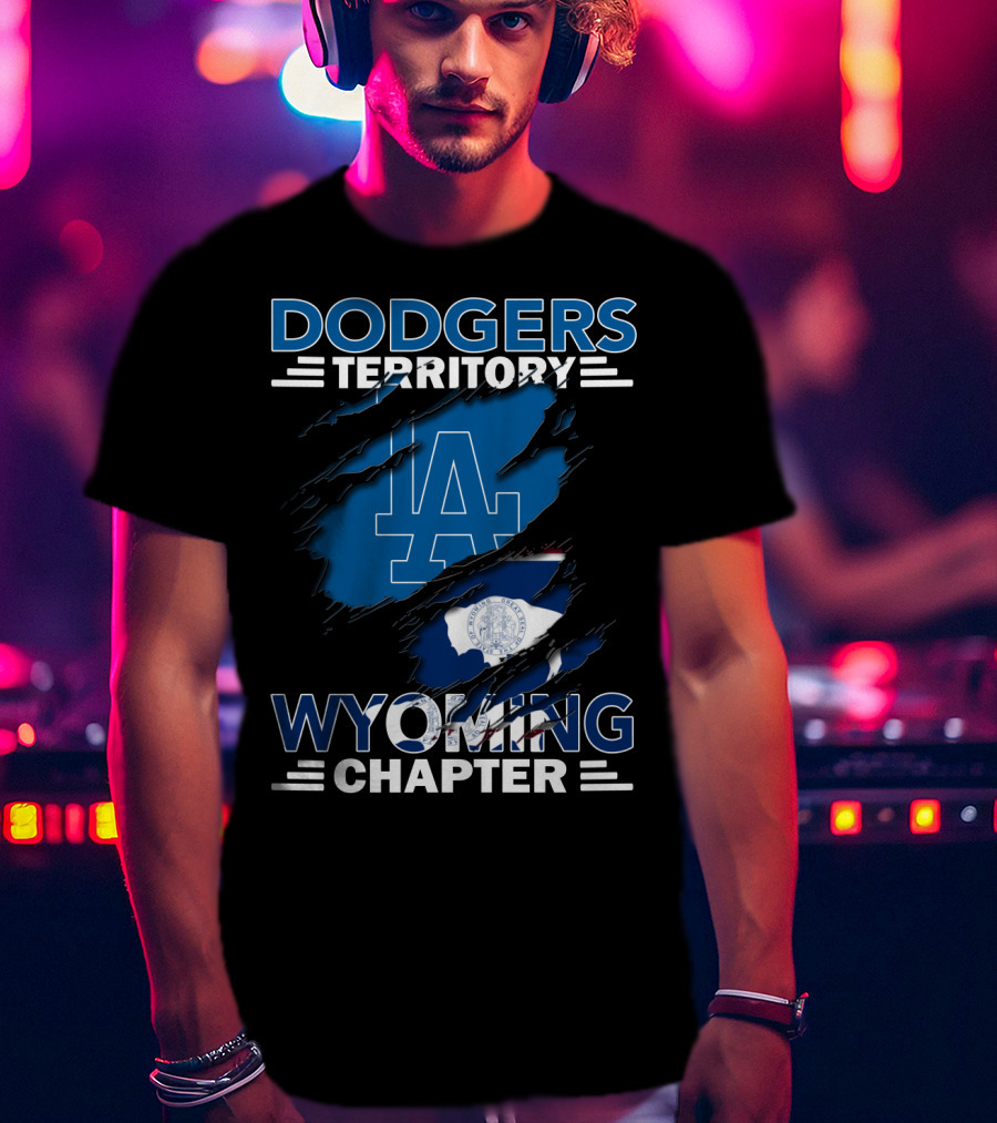 Dodgers Territory Wyoming Chapter LA Logo Buffalo Flag T-Shirt