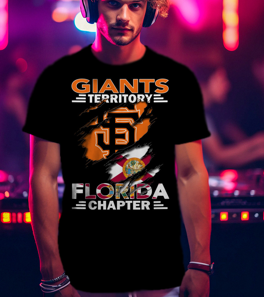 Giants Territory Florida Chapter Sf Logo And Florida Flag Fusion T-Shirt