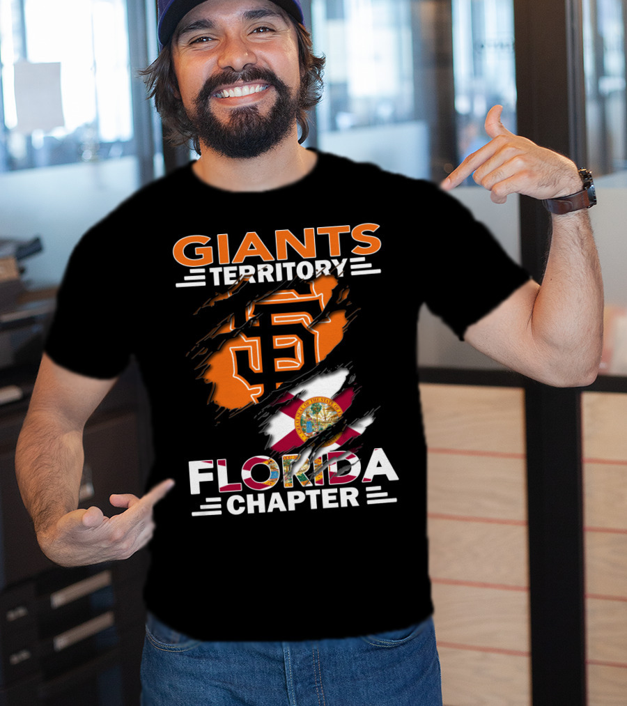 Giants Territory Florida Chapter Sf Logo And Florida Flag Fusion T-Shirt