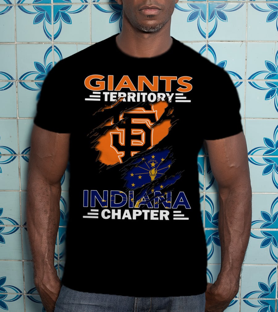 Giants Territory Indiana Chapter Sf Logo And Indiana Flag T-Shirt