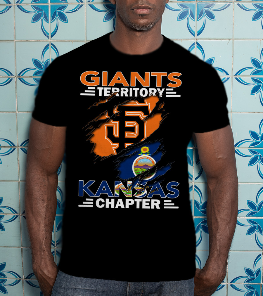 San Francisco Giants Territory Kansas Chapter Logo And Flag Bust T-Shirt